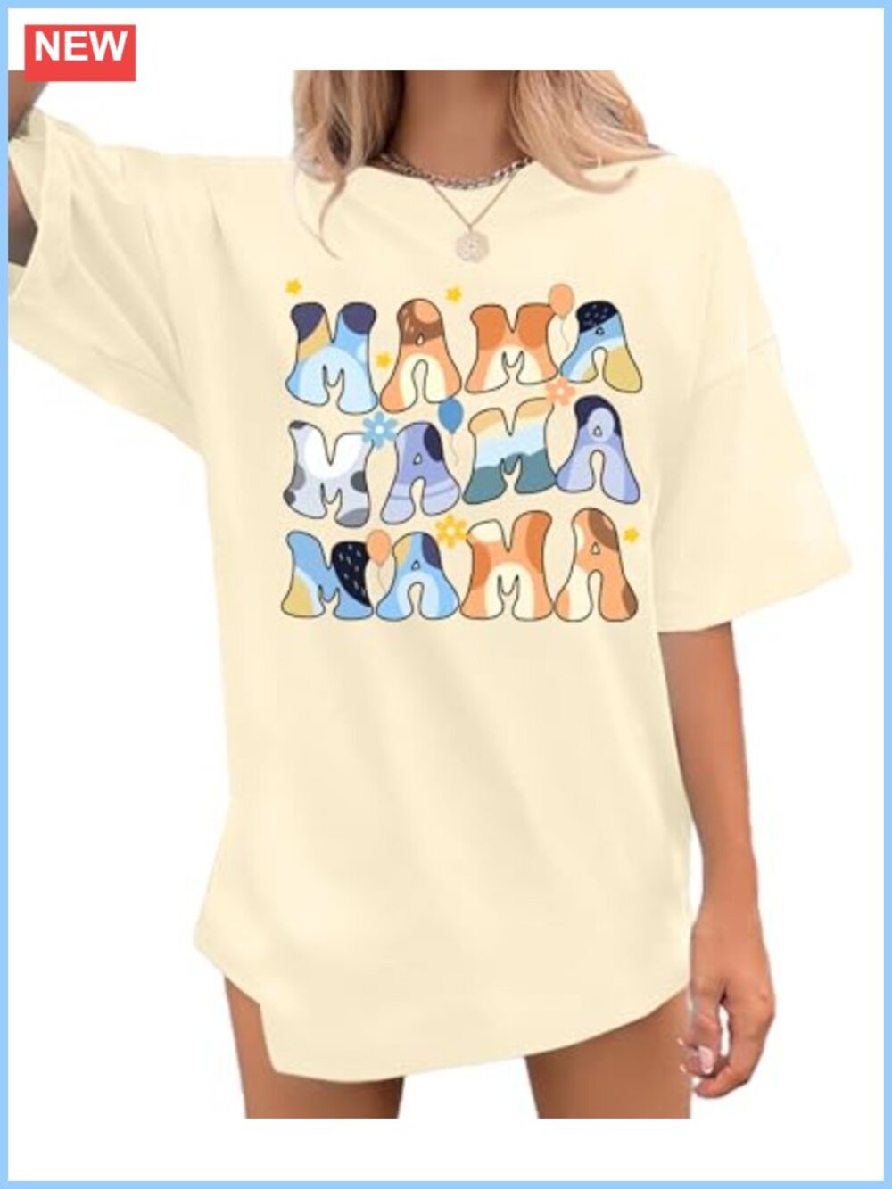 Oversized Mama Graphic Tee Short Sleeve Cotton Blend Crew Neck Mom Shirt